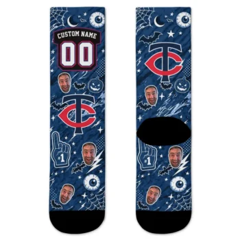 Minnesota Twins Socks Personalized Scattered Icons Navy Best Selling