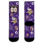Minnesota Vikings Socks Custom Scattered Icons Purple Best Selling