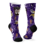 Minnesota Vikings Socks Custom Scattered Icons Purple Best Selling