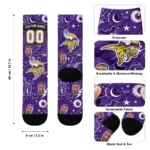 Minnesota Vikings Socks Custom Scattered Icons Purple Best Selling