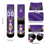 Minnesota Vikings Socks Customized Argyle Pattern Purple Best Selling