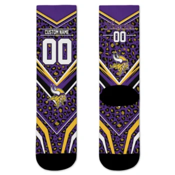 Minnesota Vikings Socks Personalized Leopard Print Purple Black Best Selling