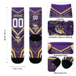 Minnesota Vikings Socks Personalized Leopard Print Purple Black Best Selling