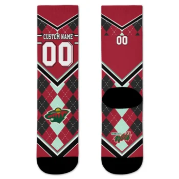 Minnesota Wild Socks Custom Argyle Pattern Red Best Selling