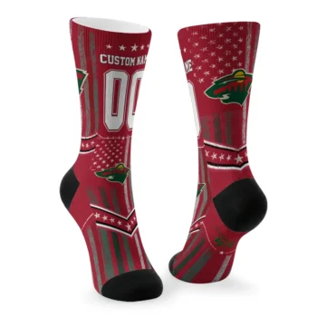 Minnesota Wild Socks Custom Star Stripes Red White Fashion Forward