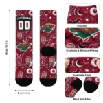Minnesota Wild Socks Personalized Scattered Icons Red Best Selling