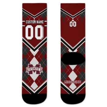 Mississippi State Bulldogs Socks Personalized Argyle Pattern Maroon Best Selling