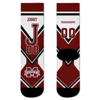 Mississippi State Bulldogs Socks Personalized Arrow Blocks Maroon Best Selling