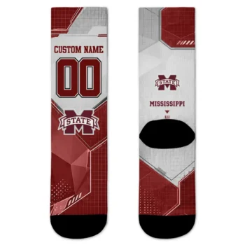 Mississippi State Bulldogs Socks Personalized Geometric Tech Maroon Best Selling