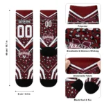 Mississippi State Bulldogs Socks Personalized Leopard Print Maroon Black Best Selling