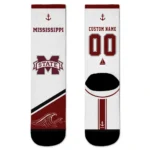 Mississippi State Bulldogs Socks Personalized Nautical Icons Maroon White Best Selling