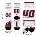 Mississippi State Bulldogs Socks Personalized Nautical Icons Maroon White Best Selling