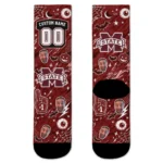 Mississippi State Bulldogs Socks Personalized Scattered Icons Maroon Best Selling