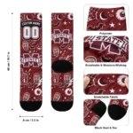 Mississippi State Bulldogs Socks Personalized Scattered Icons Maroon Best Selling