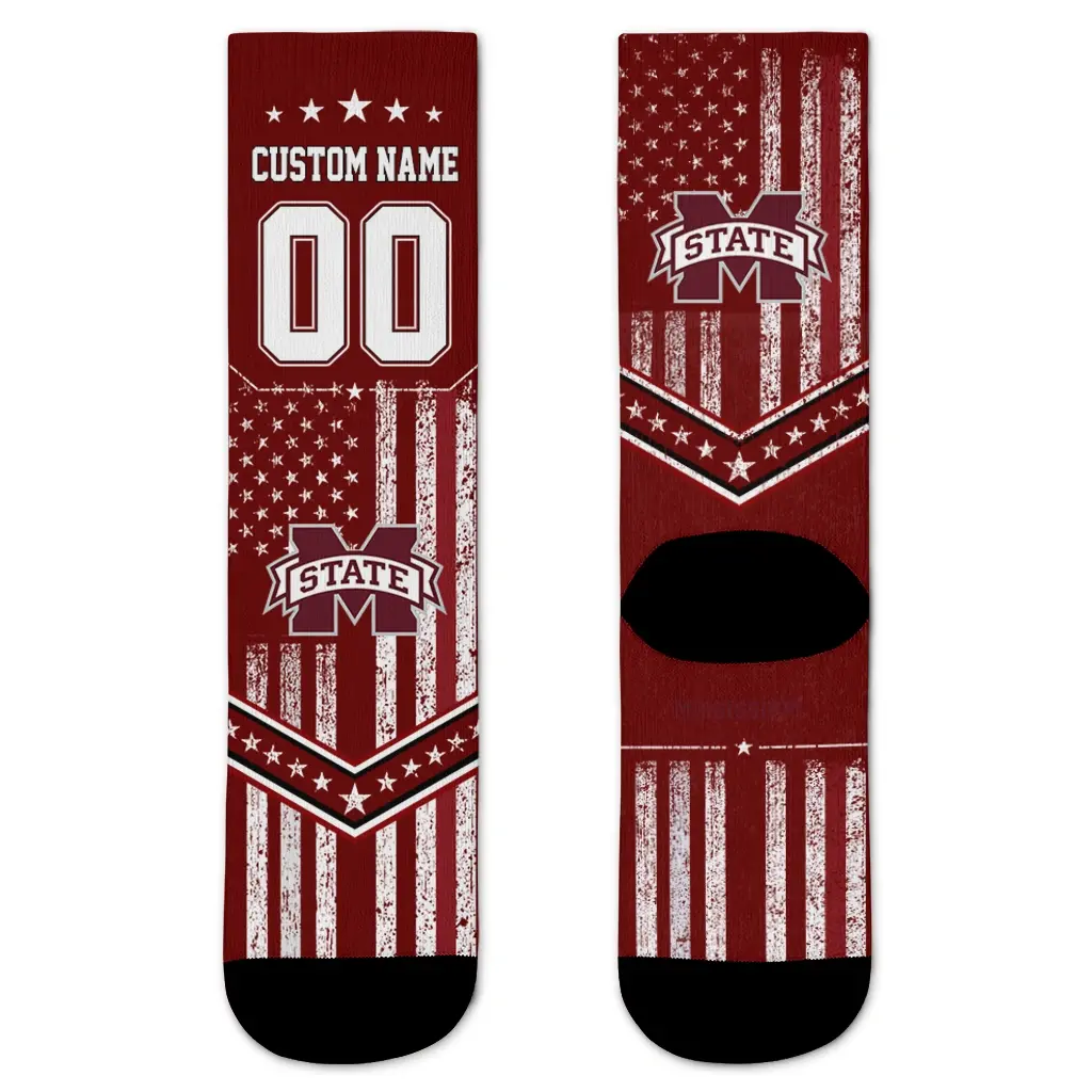 Mississippi State Bulldogs Socks Personalized Star Stripes Maroon White Best Selling Mississippi State Bulldogs Socks Personalized Star Stripes Maroon White Best Selling