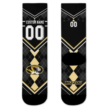 Missouri Tigers Socks Custom Argyle Pattern Black Best Selling