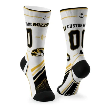 Missouri Tigers Socks Custom Nautical Icons Black White Fashion Forward