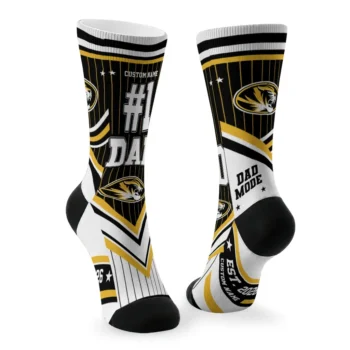 Missouri Tigers Socks Custom Pinstripe Chevron Black White Fashion Forward