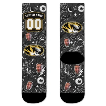 Missouri Tigers Socks Custom Scattered Icons Black Best Selling