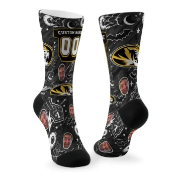 Missouri Tigers Socks Custom Scattered Icons Black Fashion Forward
