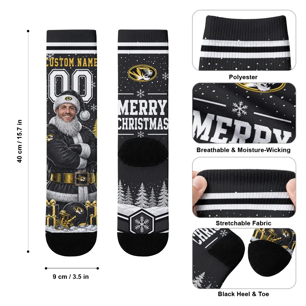 Missouri Tigers Socks Custom Snowy Scene Black White High Quality Missouri Tigers Socks Custom Snowy Scene Black White High Quality