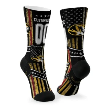 Missouri Tigers Socks Custom Star Stripes Black White Fashion Forward