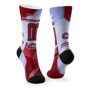 Montreal Canadiens Socks Custom Geometric Tech Red Fashion Forward