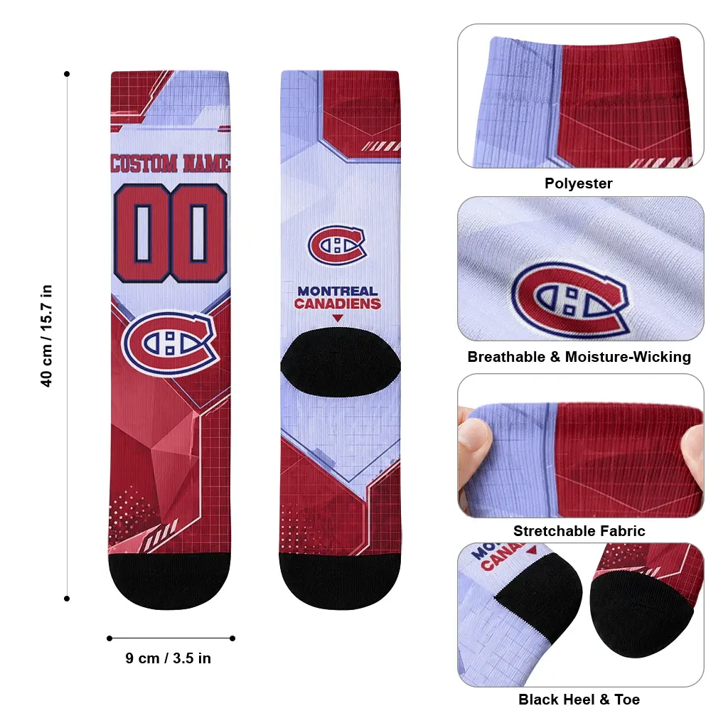 Montreal Canadiens Socks Custom Geometric Tech Red High Quality Montreal Canadiens Socks Custom Geometric Tech Red High Quality