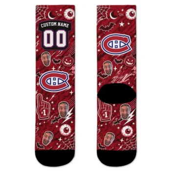 Montreal Canadiens Socks Custom Scattered Icons Red Best Selling