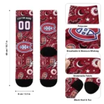 Montreal Canadiens Socks Custom Scattered Icons Red Best Selling