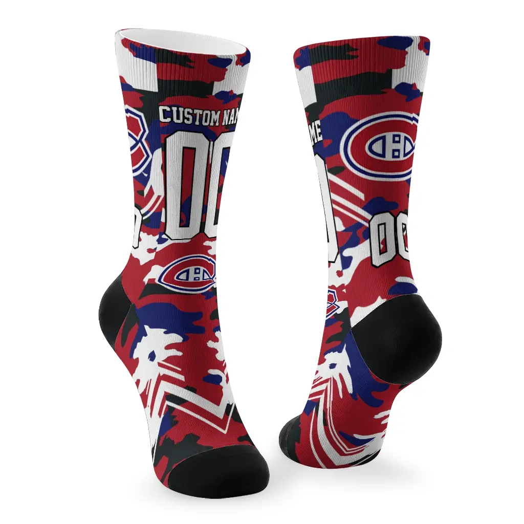 Montreal Canadiens Socks Custom Woodland Camo Red Fashion Forward Montreal Canadiens Socks Custom Woodland Camo Red Fashion Forward