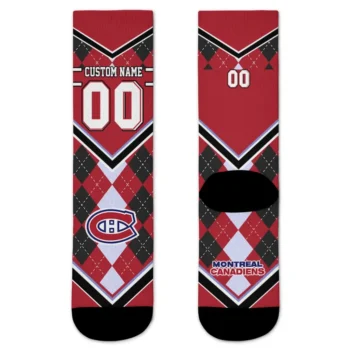 Montreal Canadiens Socks Customized Argyle Pattern Red Best Selling