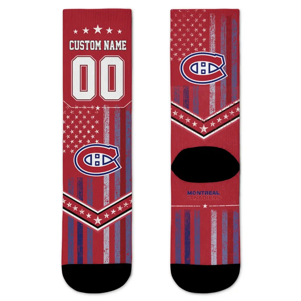 Montreal Canadiens Socks Customized Star Stripes Red White Best Selling Montreal Canadiens Socks Customized Star Stripes Red White Best Selling