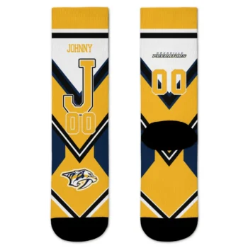 Nashville Predators Socks Custom Arrow Blocks Gold Best Selling