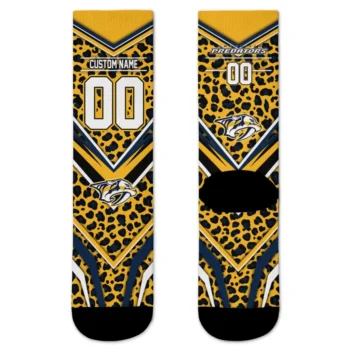 Nashville Predators Socks Custom Leopard Print Gold Black Best Selling