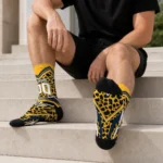 Nashville Predators Socks Custom Leopard Print Gold Black Best Selling