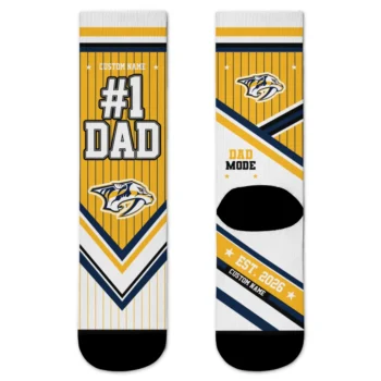 Nashville Predators Socks - Custom Pinstripe Chevron Gold White