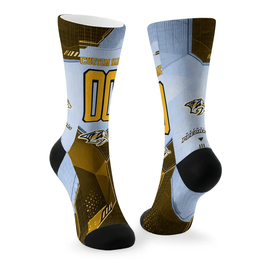 Nashville Predators Socks Customized Geometric Tech Gold Fashion Forward Nashville Predators Socks Customized Geometric Tech Gold Fashion Forward