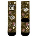 Nashville Predators Socks Customized Scattered Icons Gold Best Selling