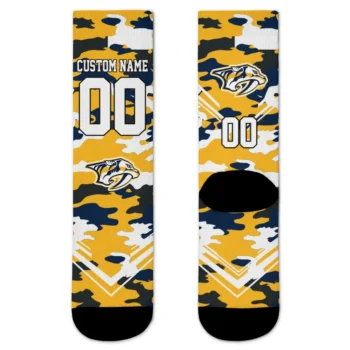 Nashville Predators Socks Customized Woodland Camo Gold Best Selling