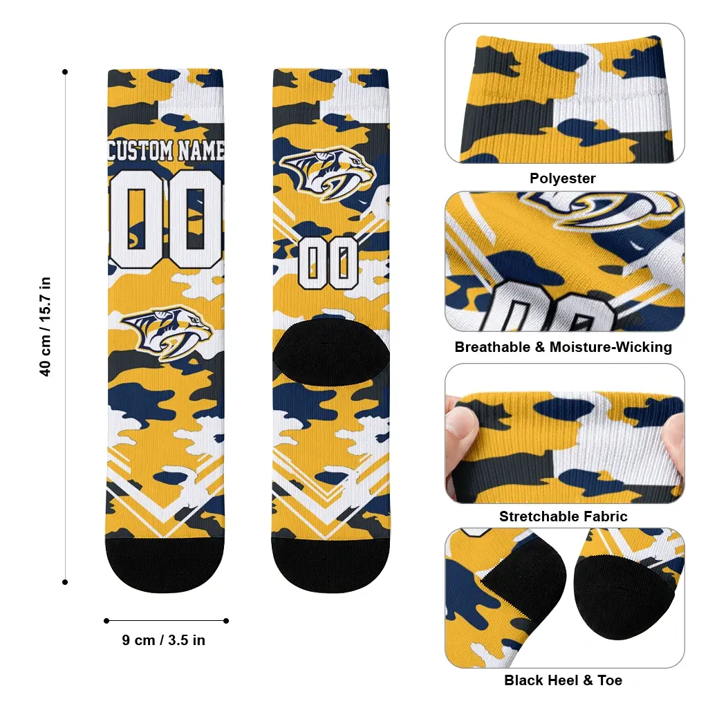 Nashville Predators Socks Customized Woodland Camo Gold High Quality Nashville Predators Socks Customized Woodland Camo Gold High Quality