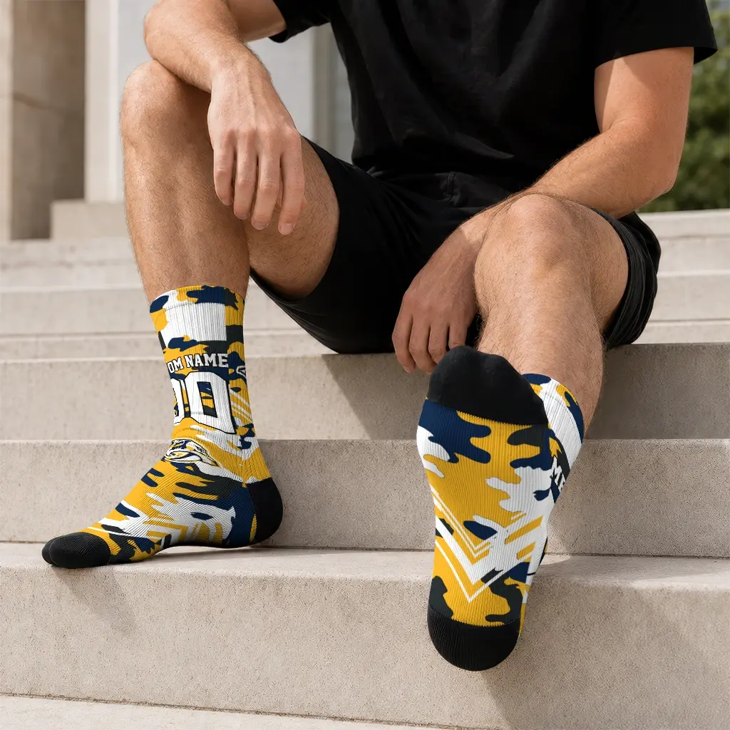 Nashville Predators Socks Customized Woodland Camo Gold Latest Model Nashville Predators Socks Customized Woodland Camo Gold Latest Model