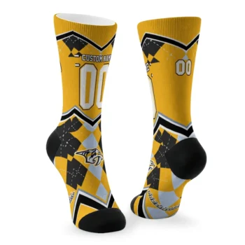 Nashville Predators Socks Personalized Argyle Pattern Gold Fashion Forward