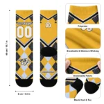 Nashville Predators Socks Personalized Argyle Pattern Gold Best Selling