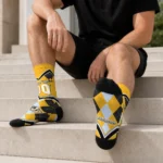 Nashville Predators Socks Personalized Argyle Pattern Gold Best Selling