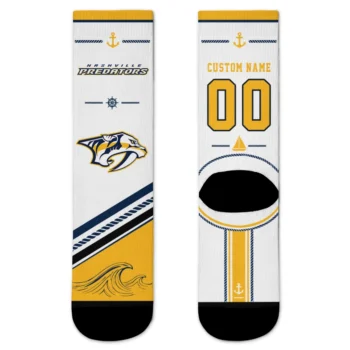 Nashville Predators Socks - Personalized Nautical Icons Gold White