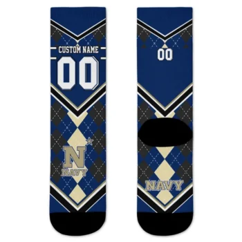 Navy Midshipmen Socks Personalized Argyle Pattern Blue Best Selling