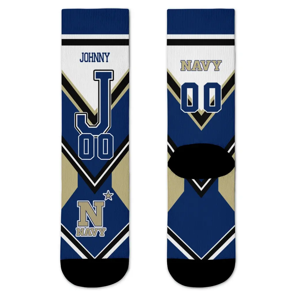 Navy Midshipmen Socks Personalized Arrow Blocks Blue Best Selling Navy Midshipmen Socks Personalized Arrow Blocks Blue Best Selling