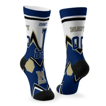 Navy Midshipmen Socks Personalized Arrow Blocks Blue Fashion Forward