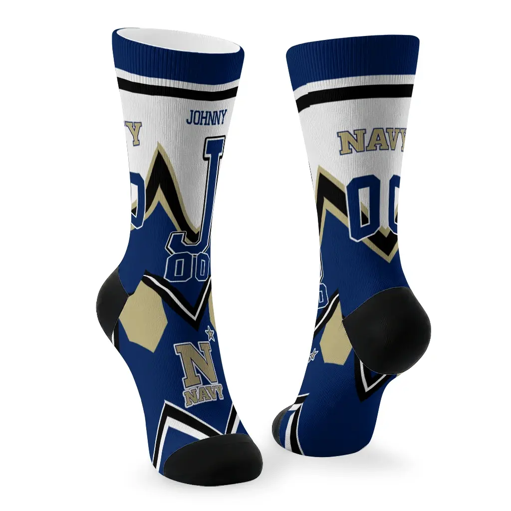 Navy Midshipmen Socks Personalized Arrow Blocks Blue Fashion Forward Navy Midshipmen Socks Personalized Arrow Blocks Blue Fashion Forward